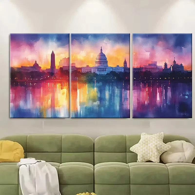 3pcs Washington DC Skyline Metal Print Ready to Hang Art