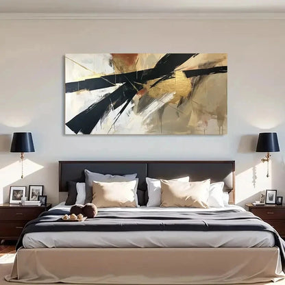 Modern Abstract Black And Golden Wall Art Canvas Office Home Room Framed 120x60cm - Bella Home Decor