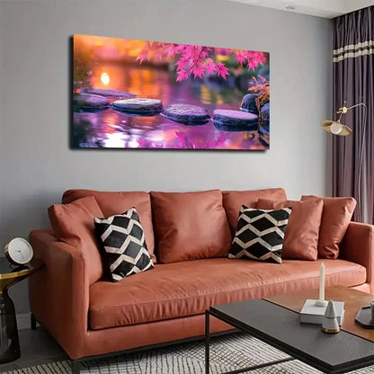 Vibrant Autumn Garden Scene Wall Art canvas office home room framed 120x60cm - Bella Home Decor