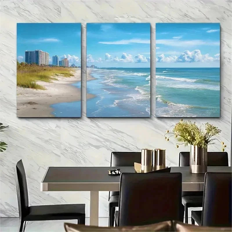 3pcs Myrtle Beach South Carolina Decor Perfect Wall Art Set Canvas Framed 50x70cm - High Quality Print 100% Australian Made Wall Canvas Ready to Hang