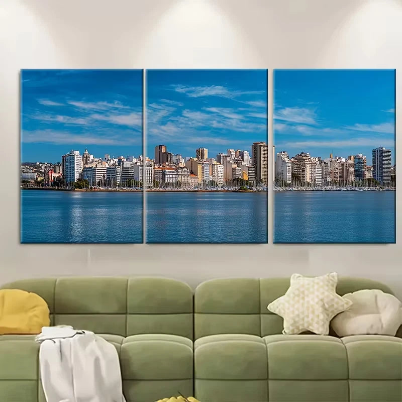 3pcs Porto Alegre Landscapes Metal Print Ready to Hang Art