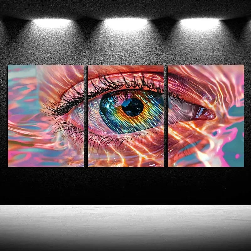 3pcs Beautiful Vibrant Eyes Glimpsing Metal Print Ready to Hang Art - Bella Home Decor