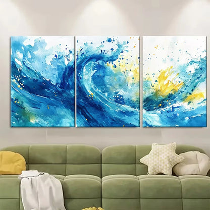 3pcs Vibrant Abstract Ocean Life Metal Print Ready to Hang Art
