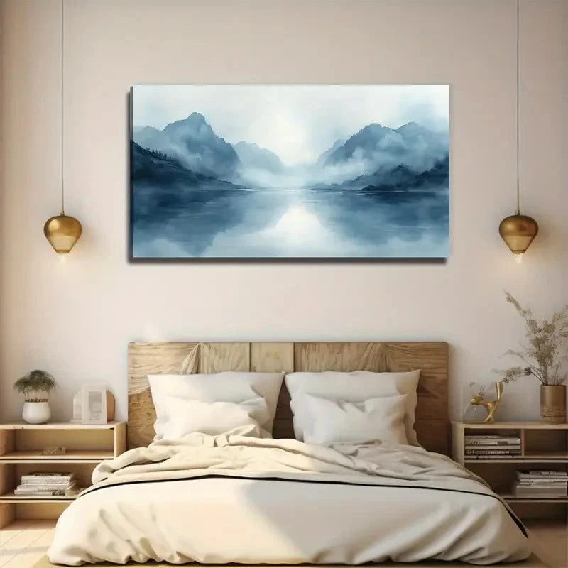 Monochrome Lands Nature Wall Art Canvas Office Home Room Framed 120x60cm