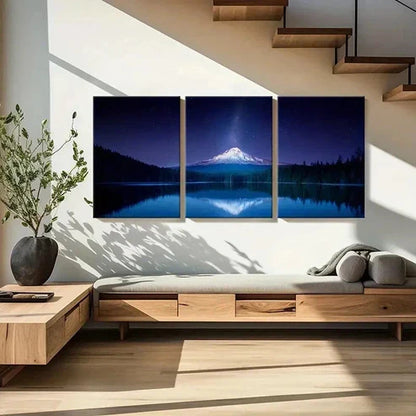 3pcs Snow Mountain Milky Way Lake Wall Art Set Canvas Unframed - High Quality Print 100% Australian Made Wall Canvas