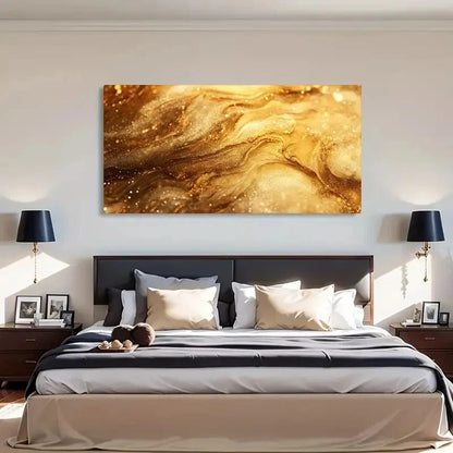 Farmhouse Golden Swirl Abstract Wall Art Canvas Office Home Room Framed 120x60cm - Bella Home Decor