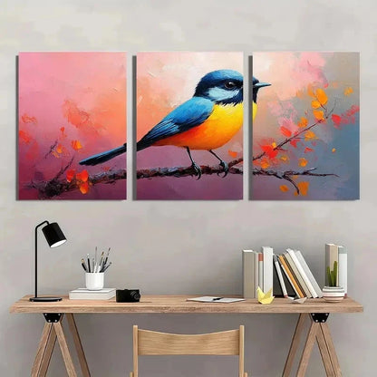 3pcs Bird Semi Abstract Lovers Perfect Wall Art Set Canvas Framed 50x70cm - High Quality Print 100% Australian Made Wall Canvas Ready to Hang - Bella Home Decor