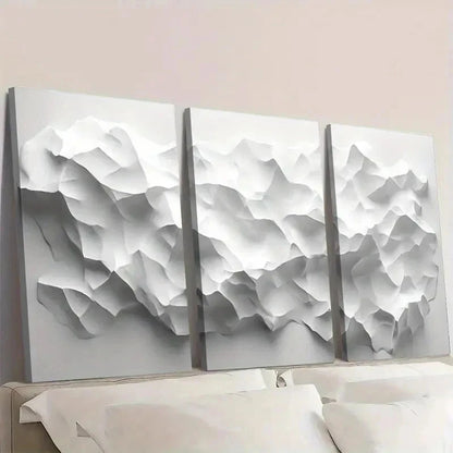 3pcs Abstract Geometric White Polygons on Li  Wall Art Set Canvas Framed 50x70cm - High Quality Print 100% Australian Made Wall Canvas Ready to Hang - Bella Home Decor