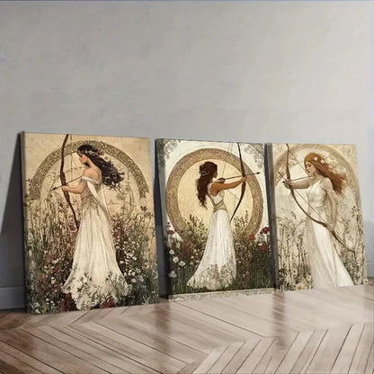 3pcs The girl with the bow and arrow Wall Art Set Canvas Unframed - High Quality Print 100% Australian Made Wall Canvas