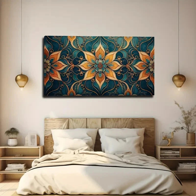 Bohemian Style Floral Wall Art Canvas Office Home Room Framed 120x60cm