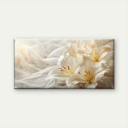 White Flowers Petal Wall Art Canvas Office Home Room Framed 120x60cm