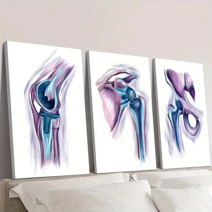 3pcs intricate Blue & Purple Figures  Wall Art Set Canvas Framed 40x60cm - High Quality Print 100% Australian Made Wall Canvas Ready to Hang