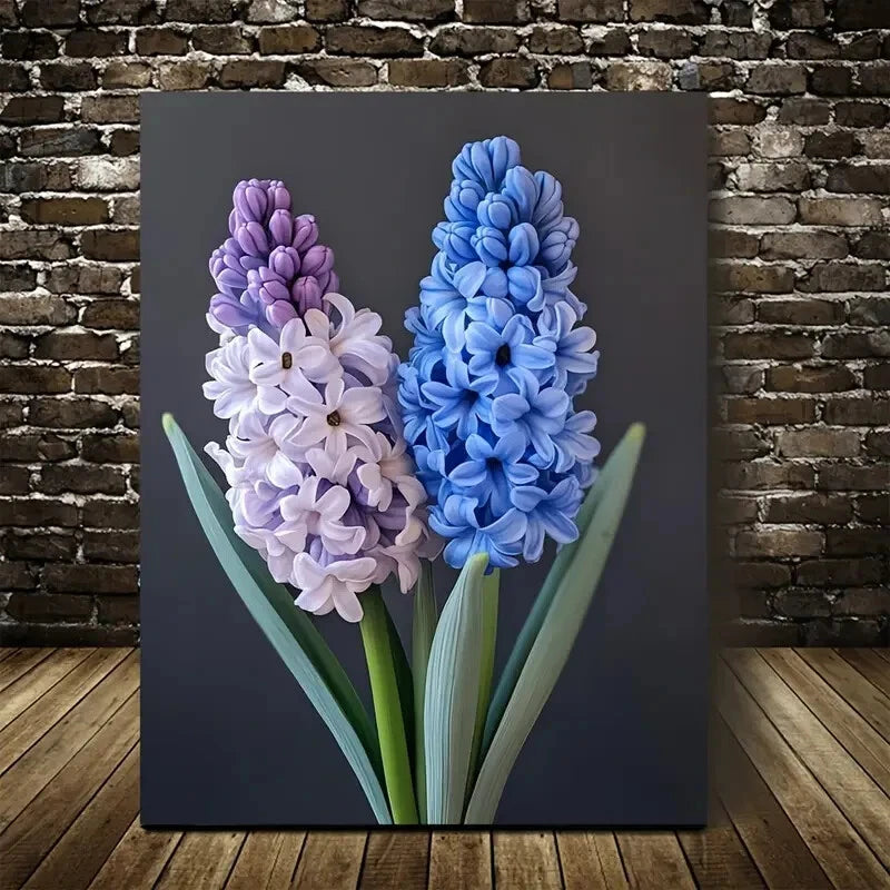 Beautiful Vibrant Purple & Blue Hyacinths Floral 40x60cm Metal Print Ready to Hang - Bella Home Decor
