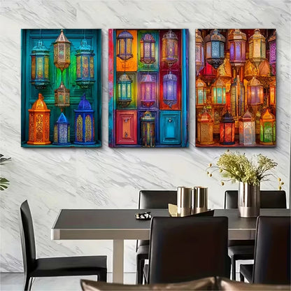 3pcs Moroccan Travel Print Metal Print Ready to Hang Art
