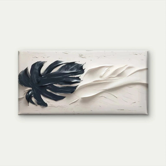 Black & White Tropical Leaf Wall Art Canvas Office Home Room Framed 120x60cm