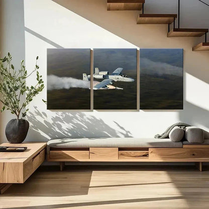 3pcs Fighter Jets in Action Aviation Wall Art Set Canvas Framed 50x70cm - High Quality Print 100% Australian Made Wall Canvas Ready to Hang