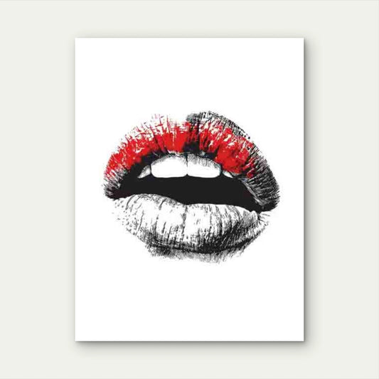 Black & White Retro Lips Art 60x90cm Metal Print Ready to Hang