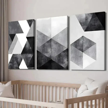 3pcs Black And White Geometric Decorative Wall Art Canvas Unframed - High Quality Print 100% Australian Made Wall Canvas - Bella Home Decor