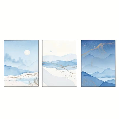 3pcs Ocean Blue Abstract Mordros Patterns    Wall Art Set Canvas Framed 50x70cm - High Quality Print 100% Australian Made Wall Canvas Ready to Hang