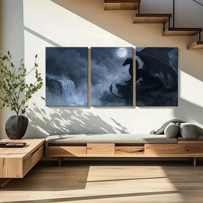 3pcs Mystical Dragon Art Fantasy Landscape Metal Print Ready to Hang Art - Bella Home Decor