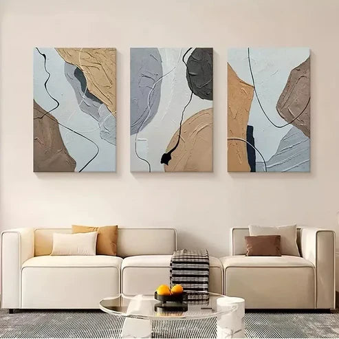 3pcs Abstract Art with Golden Wall Art Set Canvas Unframed - High Quality Print 100% Australian Made Wall Canvas