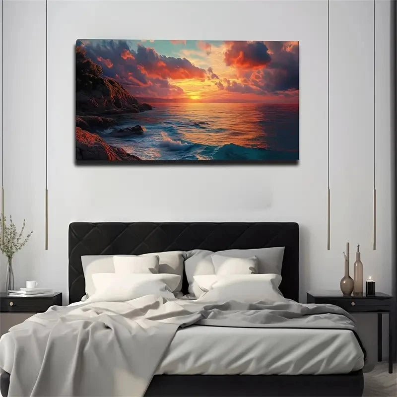 The Rising Sun Is Suitable Wall Art Canvas Office Home Room Framed 120x60cm