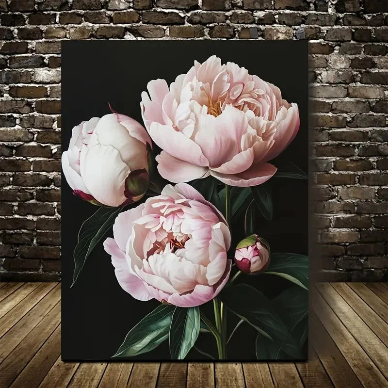 Beautiful Vibrant Pink Peonies Painting 40x60cm Metal Print Ready to Hang - Bella Home Decor