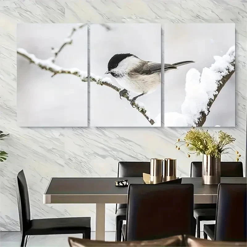 3pcs Bird On Tree Branch Metal Print Ready to Hang Art - Bella Home Decor