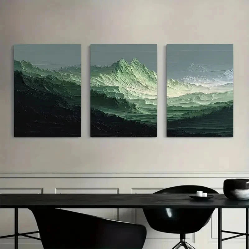 3pcs Modern Abstract Mountain & Hills Design Metal Print Ready to Hang Art - Bella Home Decor