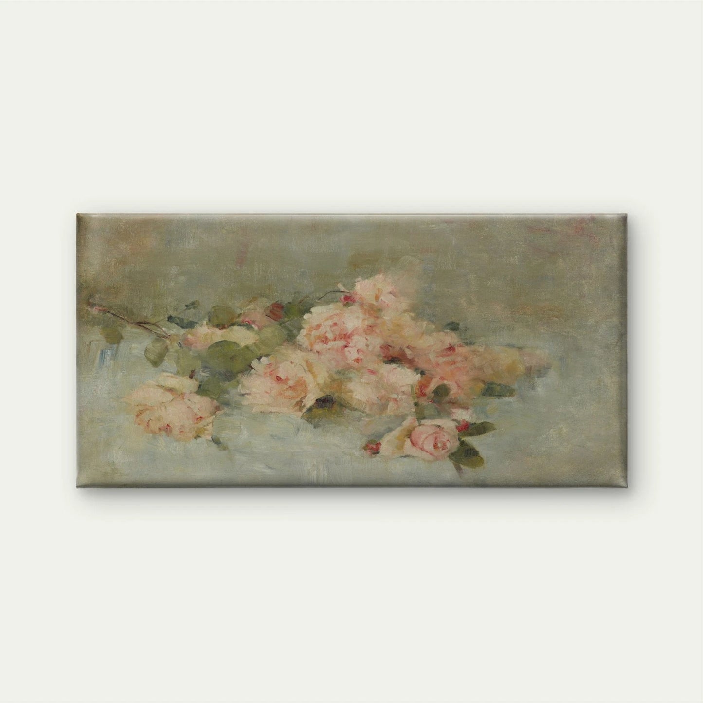 Vintage Pink Rose Painting Pastel Wall Art Canvas Office Home Framed 120x60cm