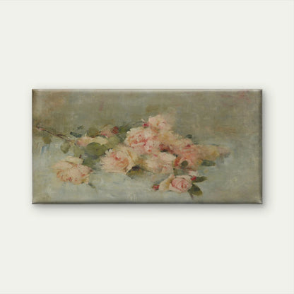Vintage Pink Rose Painting Pastel Wall Art Canvas Office Home Framed 120x60cm