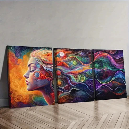 3pcs Painting of Woman and Hair Wall Art Set Canvas Unframed – High Quality Print, 100% Australian Made Wall Canvas - Bella Home Decor