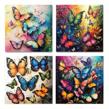 4pcs Butterflies for Valentine's Day Wall Art Canvas Framed