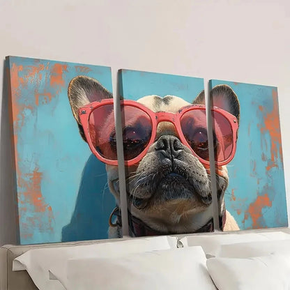 3pcs Summertime Fun Fine Dog tu  Wall Art Set Canvas Framed 40x60cm - High Quality Print 100% Australian Made Wall Canvas Ready to Hang - Bella Home Decor