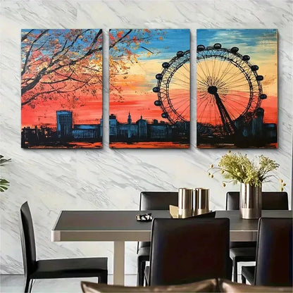 3pcs Vibrant Sunset & Autumn Tree Scenery MN  Wall Art Canvas Framed 40x60cm - High Quality Print 100% Australian Made Wall Canvas Ready to Hang