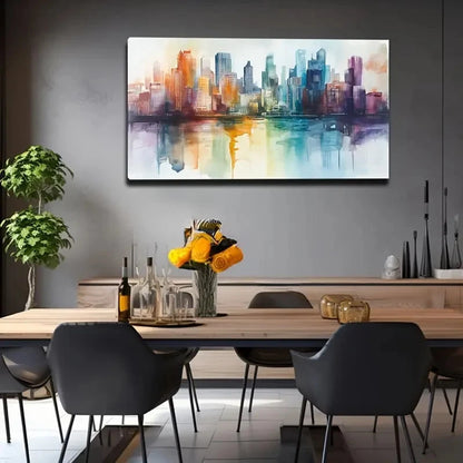 Modern Cityscape Reflection Wall Art Canvas Office Home Room Framed 120x60cm