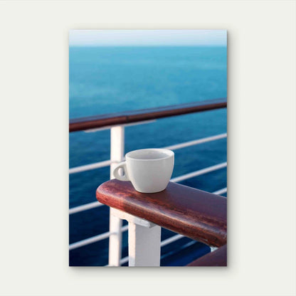 Still Life of Relaxing Coffee Cup on Terrace Metal Print Ready to Hang