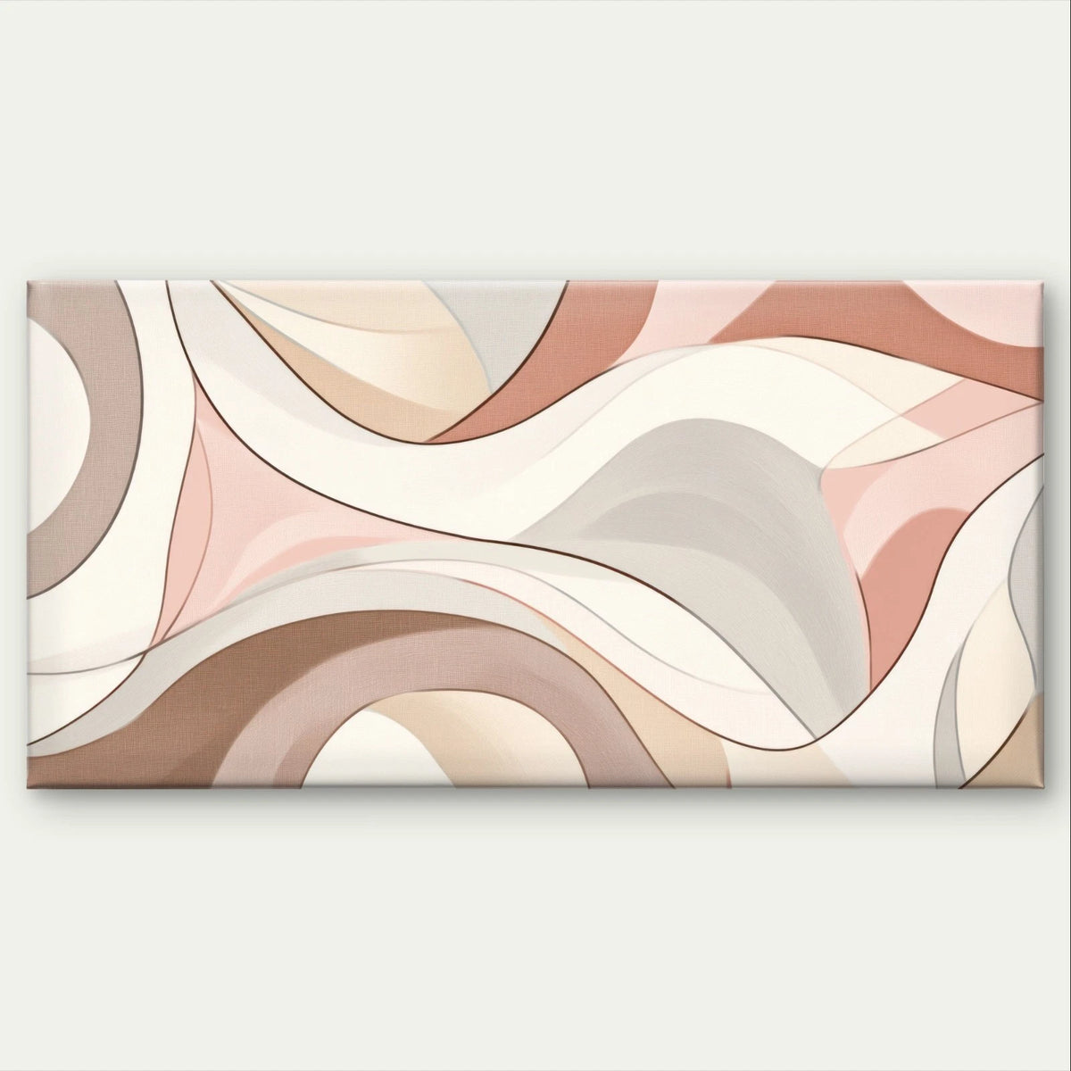 Modern Abstract Pastel Neutral Waves Wall Art Canvas Office Home Framed 120x60cm