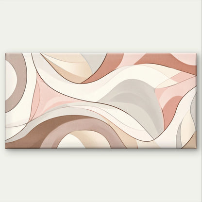 Modern Abstract Pastel Neutral Waves Wall Art Canvas Office Home Framed 120x60cm