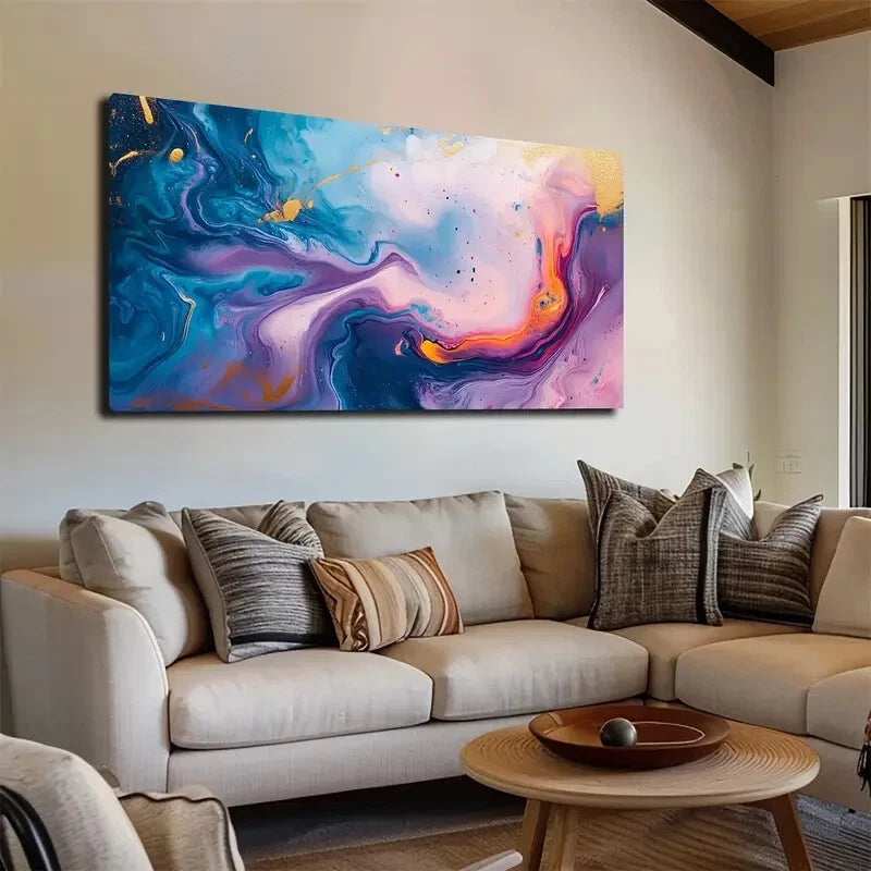 Dreamy Blue Purple Pink Wall Art Canvas Office Home Room Framed 120x60cm - Bella Home Decor