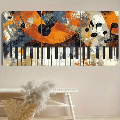 3pcs Music Keys Wall Art Set Canvas Unframed - High Quality Print 100% Australian Made Wall Canvas - Bella Home Decor
