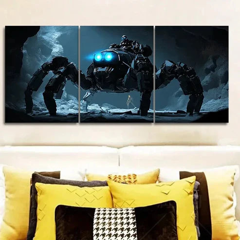 3pcs Featuring Large Mechanical Spiders Wall Art Canvas Unframed - High Quality Print 100% Australian Made Wall Canvas
