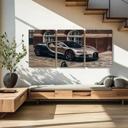 3pcs Modern Bugatti Supercar Decor Wall Art Set Canvas Framed 60x90cm - High Quality Print 100% Australian Made Wall Canvas Ready to Hang