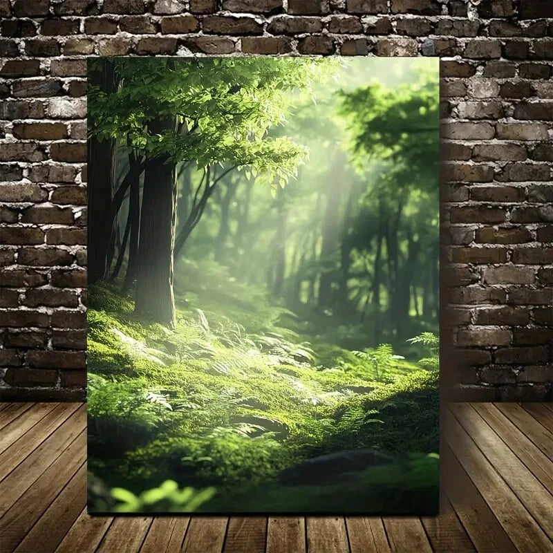 Beautiful Depicting a Lively Maple Forest Painting 40x60cm Metal Print Ready to Hang - Bella Home Decor