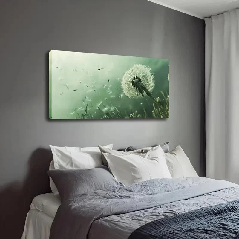 Serene Dandelion Seed Dispersal Wall Art Canvas Office Home Room Framed 120x60cm - Bella Home Decor