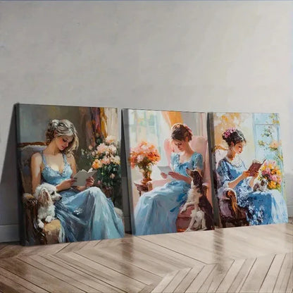 3pcs Afternoon Time Girl Wall Art Set Wall Art Canvas Unframed – High Quality Print 100% Australian Made Wall Canvas - Bella Home Decor