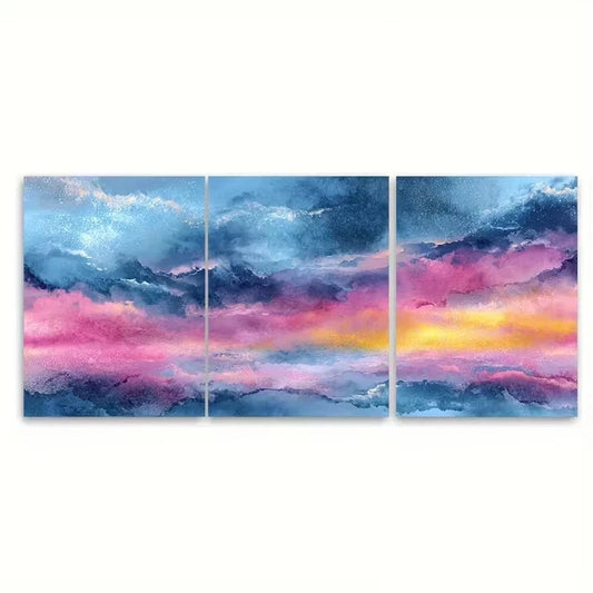 3pcs Minimalist Sun Painting Abstract Wall Art Set Canvas Framed 60x90cm - High Quality Print 100% Australian Made Wall Canvas Ready to Hang