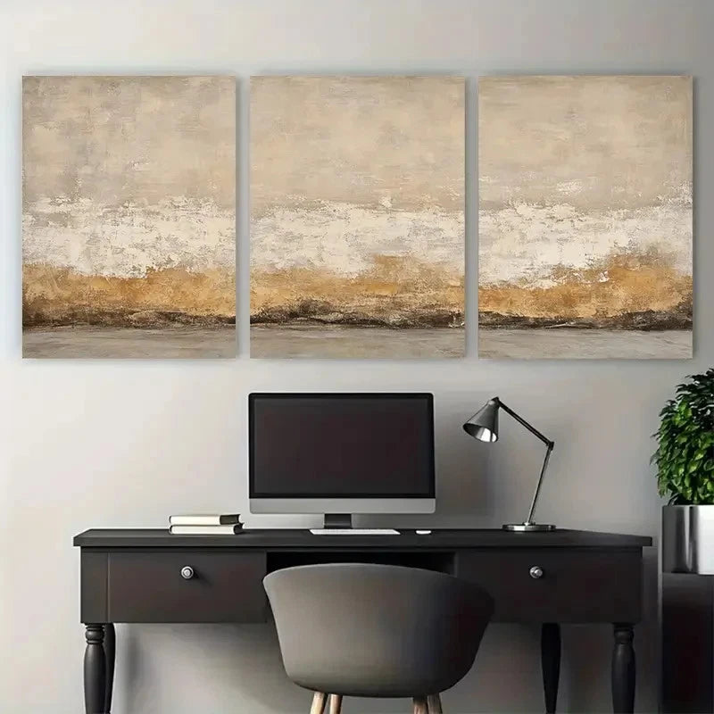 3pcs Beige Wabi Sabi Neutral Abstract Design Wall Art Set Canvas Framed 40x60cm - High Quality Print 100% Australian Made Wall Canvas Ready to Hang - Bella Home Decor