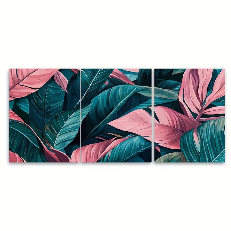 3pcs Pink Summer Botanical Painting Metal Print Ready to Hang Art