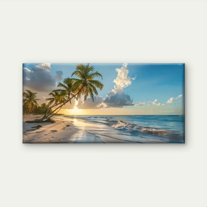 Beach Scene Palm Trees Sun Wall Art Canvas Office Home Room Framed 120x60cm